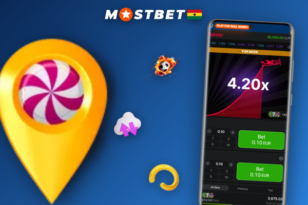 Mostbet Aviator game bet panel showing GHS stake entry at round takeoff