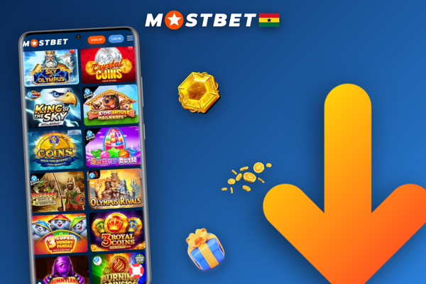 Phone mockup showing Mostbet casino bonus promo code field and green Claim button