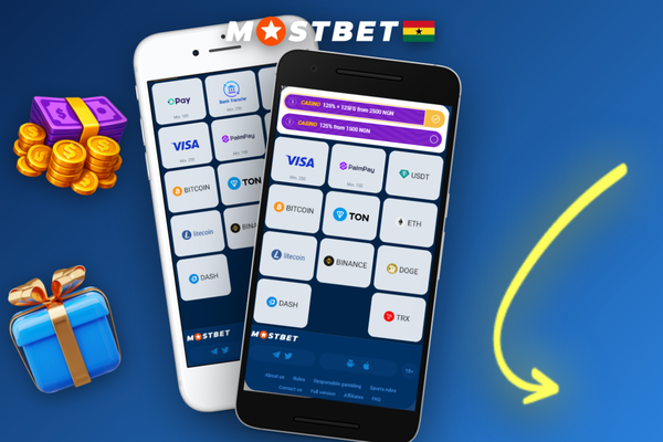 Mostbet deposit method guide showing BTC, ETH and USDT network selection for Ghana users
