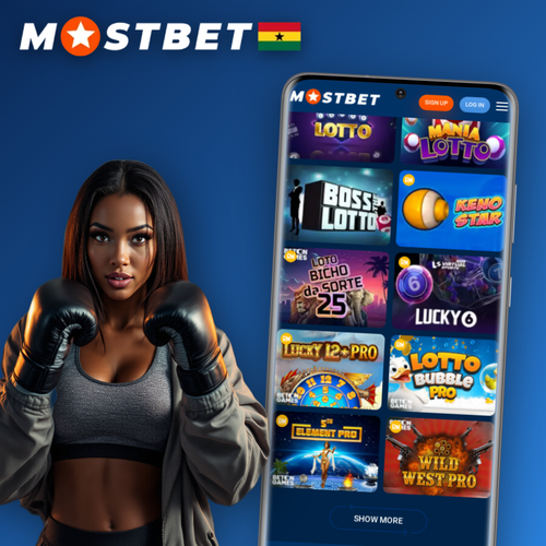 Mostbet app download for Ghana displayed on a smartphone with football and slots