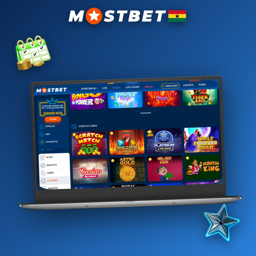 Mostbet for PC desktop client showing the sportsbook lobby on a laptop screen