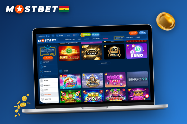 Player using Mostbet for PC in fullscreen mode at a home desk in Ghana